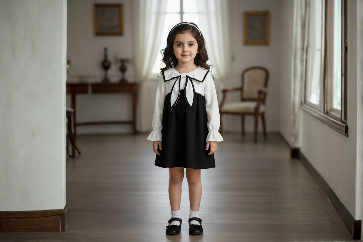 Noir Bow Cotton Dress