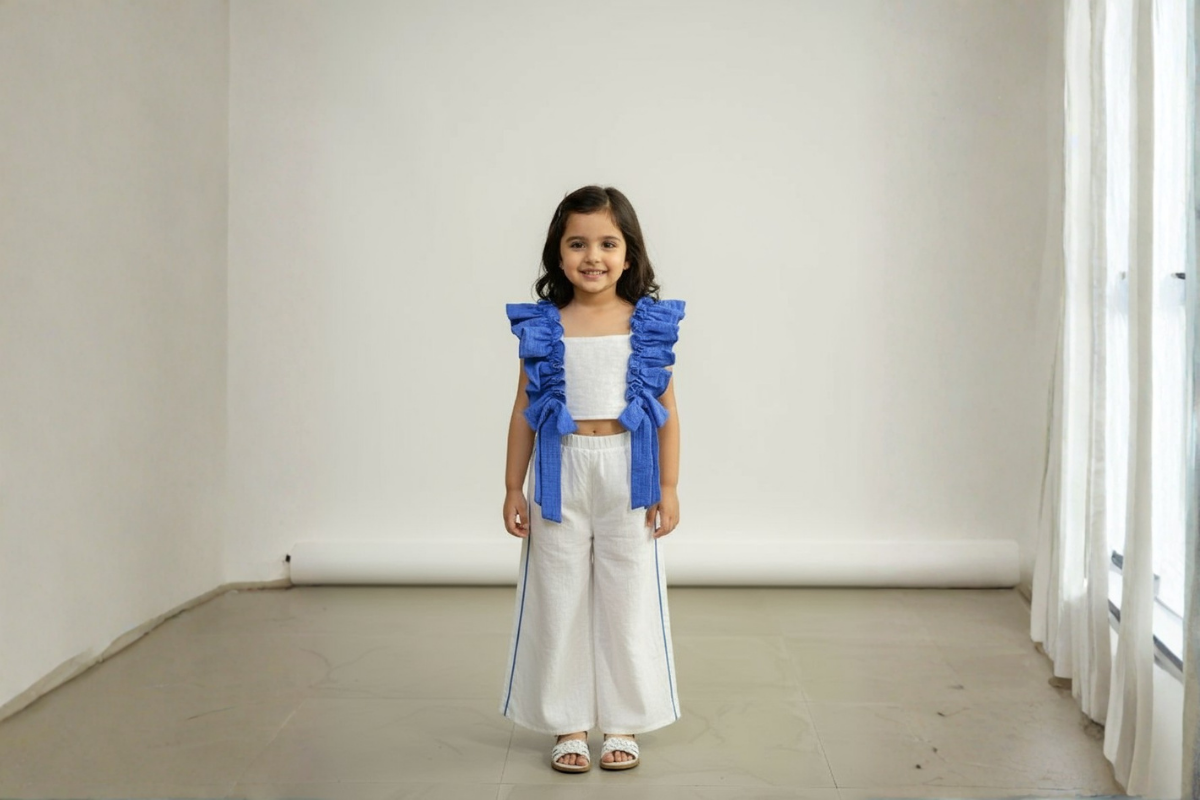 Azure Ruffle Cotton Co-ord Set
