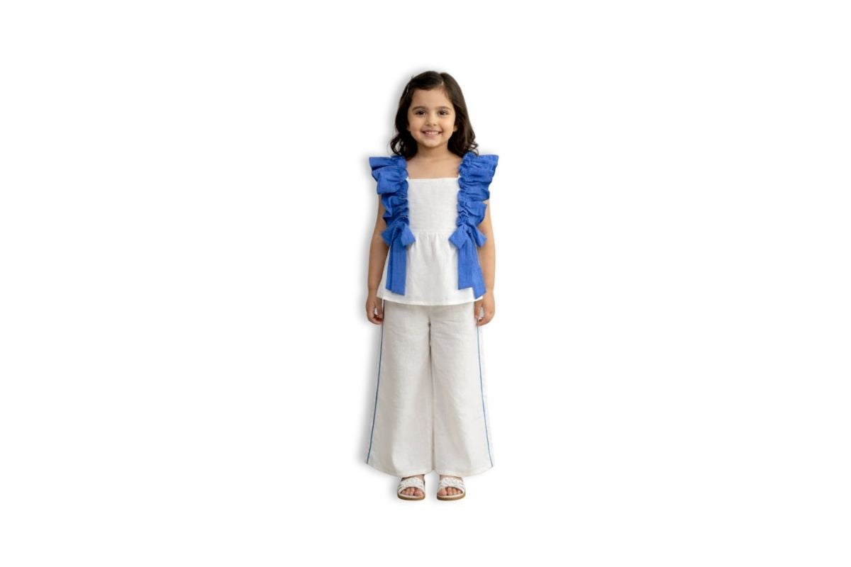 Azure Ruffle Cotton Co-Ord Set