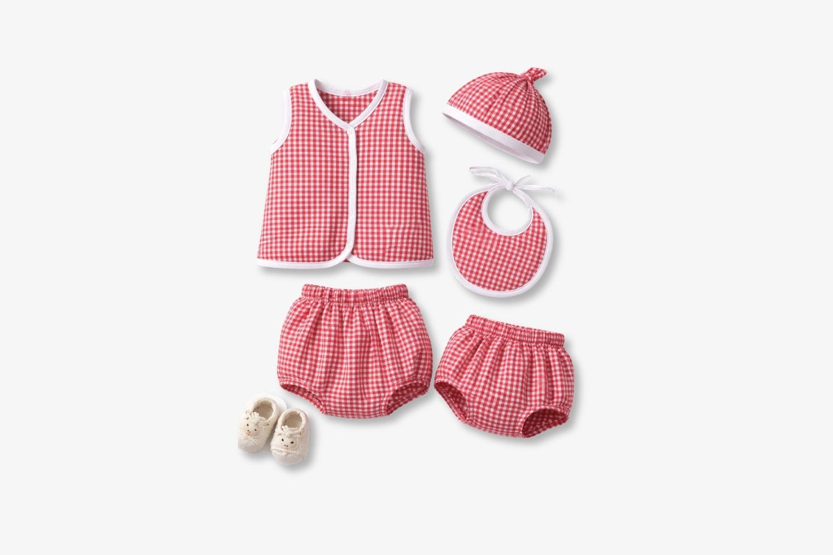 Little Checks Cotton Baby Gift Set