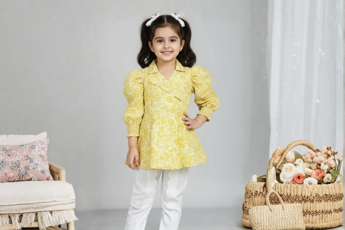 Sunshine Bloom Cotton Kurti Set