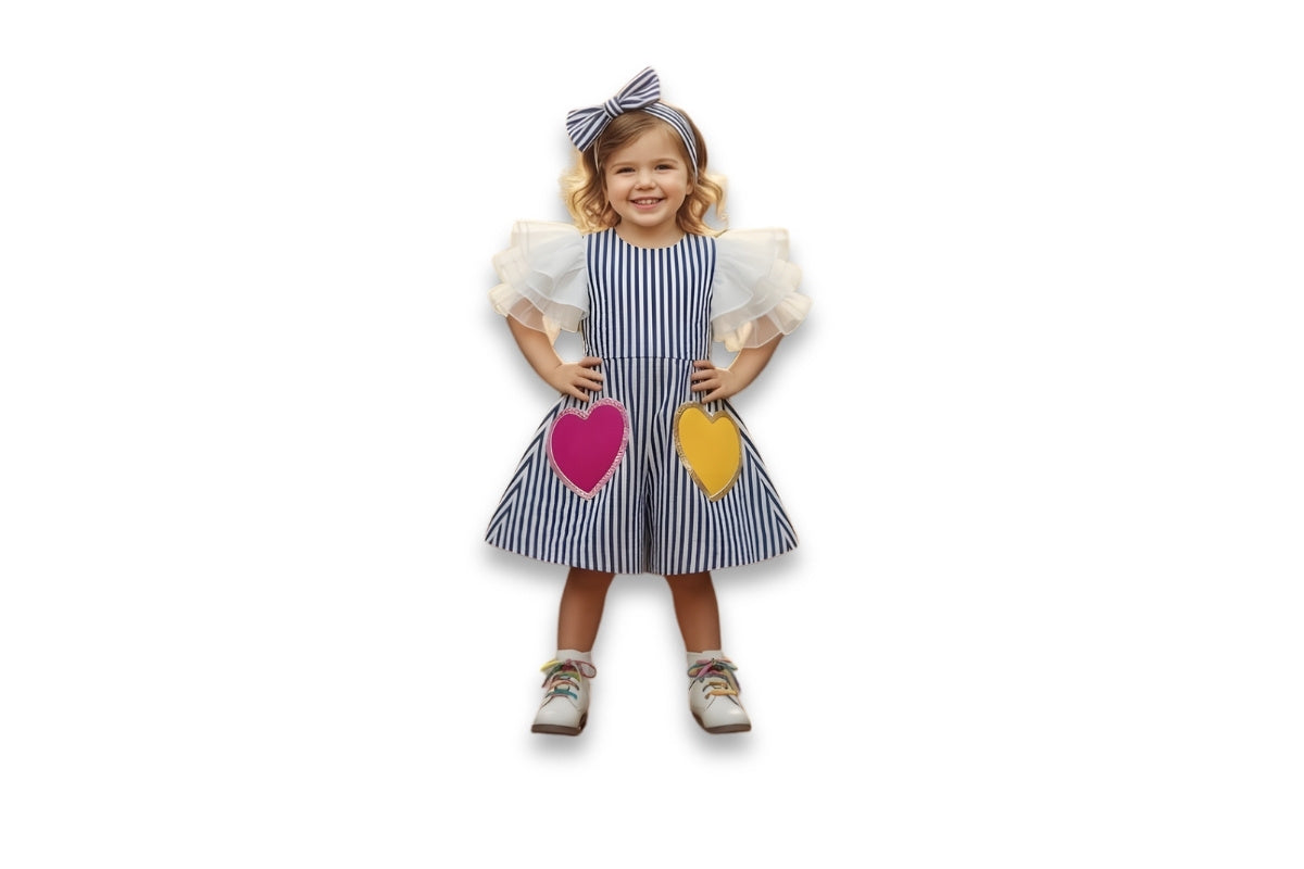 Candy Hearts Stripe Cotton Dress