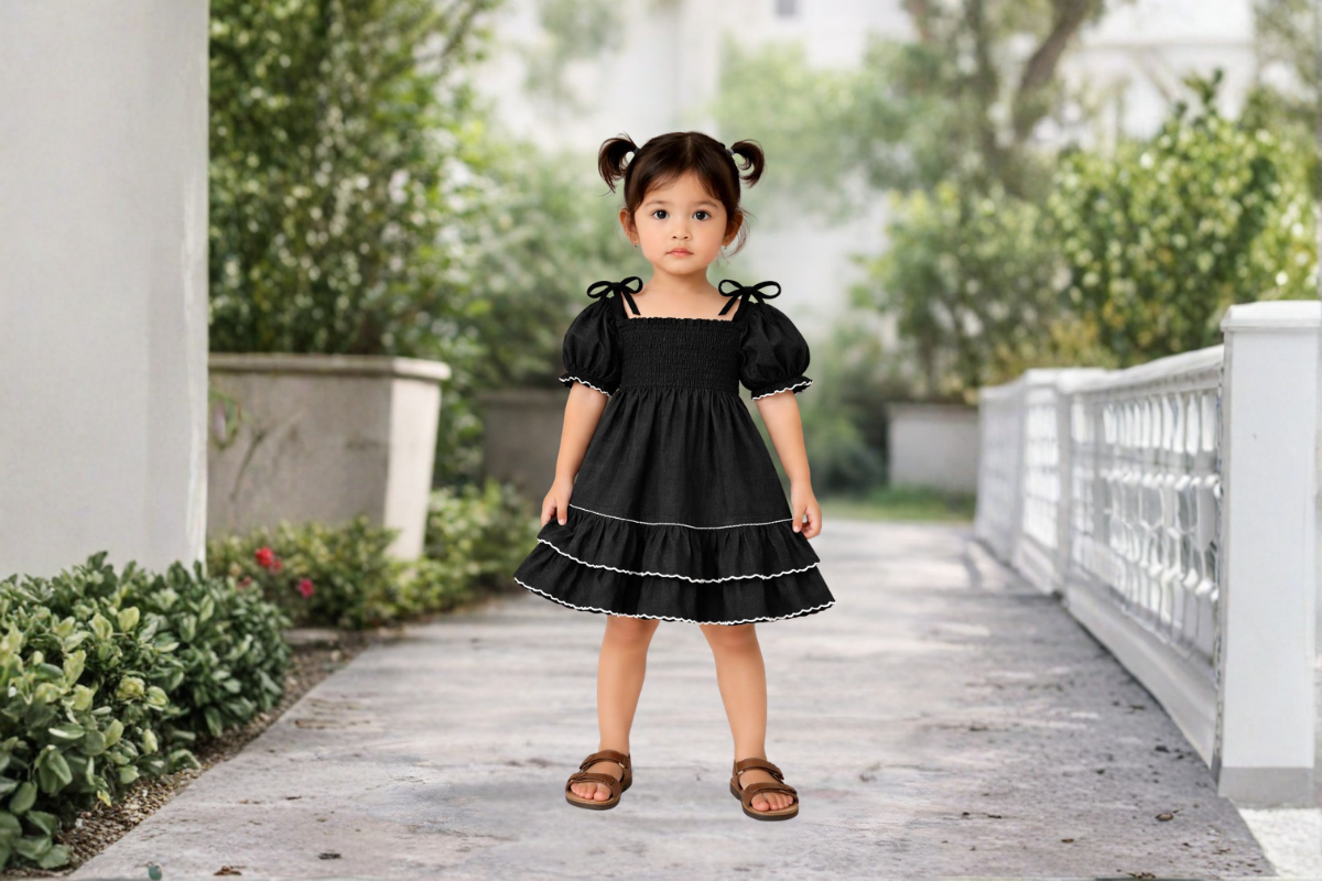 Midnight Frill Cotton Dress