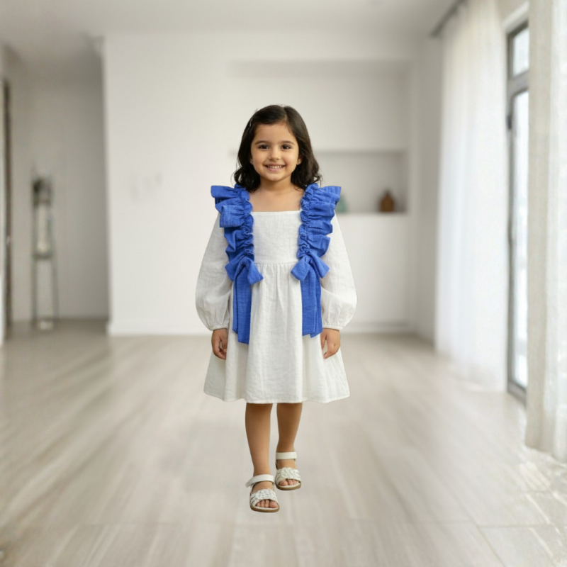 Azure Ruffle Cotton Dress