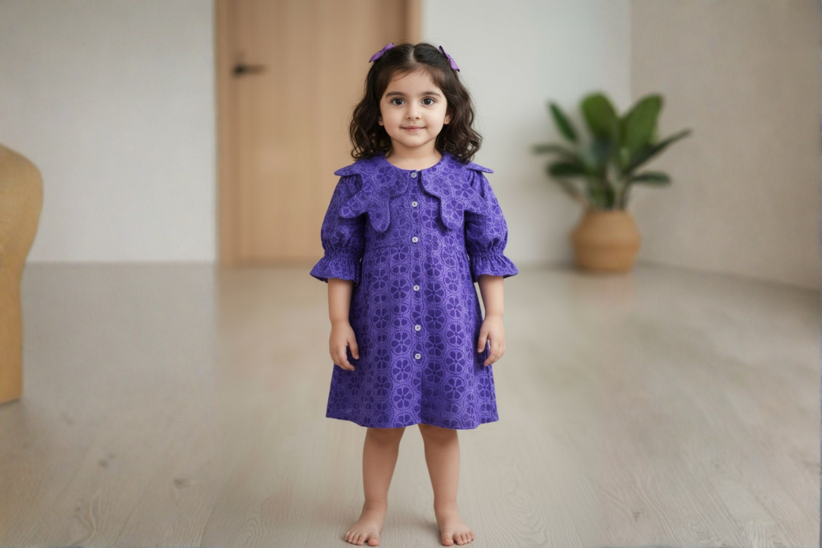 Royal Violet Cotton Petal Dress