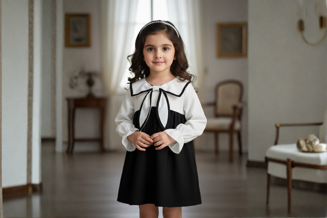Noir Bow Cotton Dress