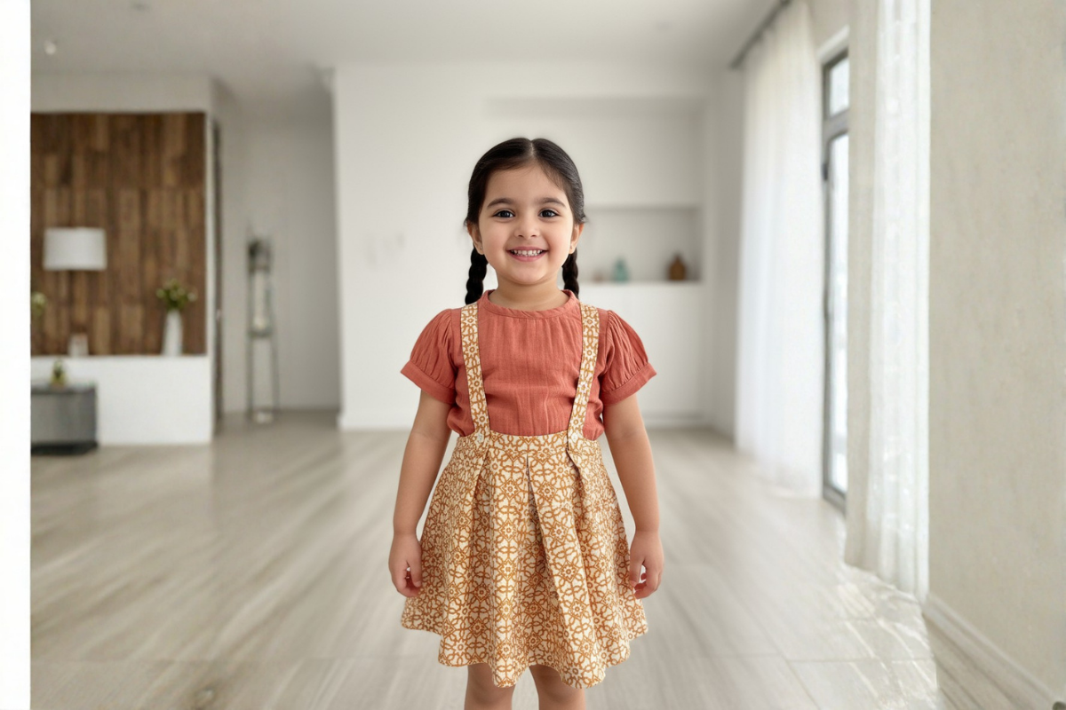 Terracotta Charm Cotton Pinafore Set