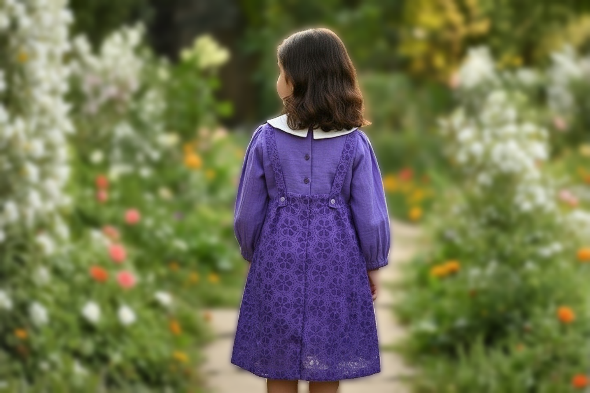 Lavender Heart Cotton Peter Pan Dress