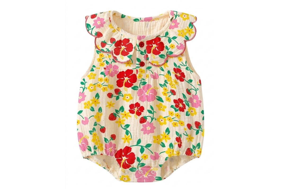 Strawberry Garden Cotton Romper
